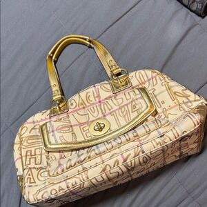 Coach Multicolor Satchel with Gold Accents